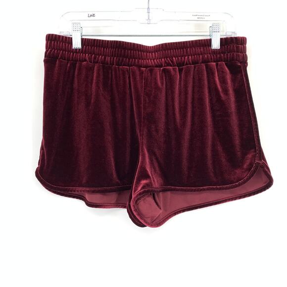 Mossimo Supply Co Pull On Velvet Shorts Womens Size Medium Maroon Elastic Waist - Picture 1 of 6